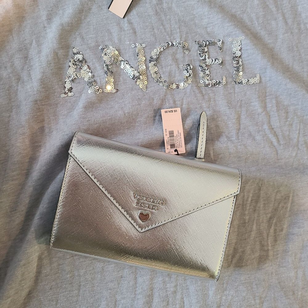 Victoria's Secret NEW size Small Sequin Tee Shirt and Metallic Wallet Bundle